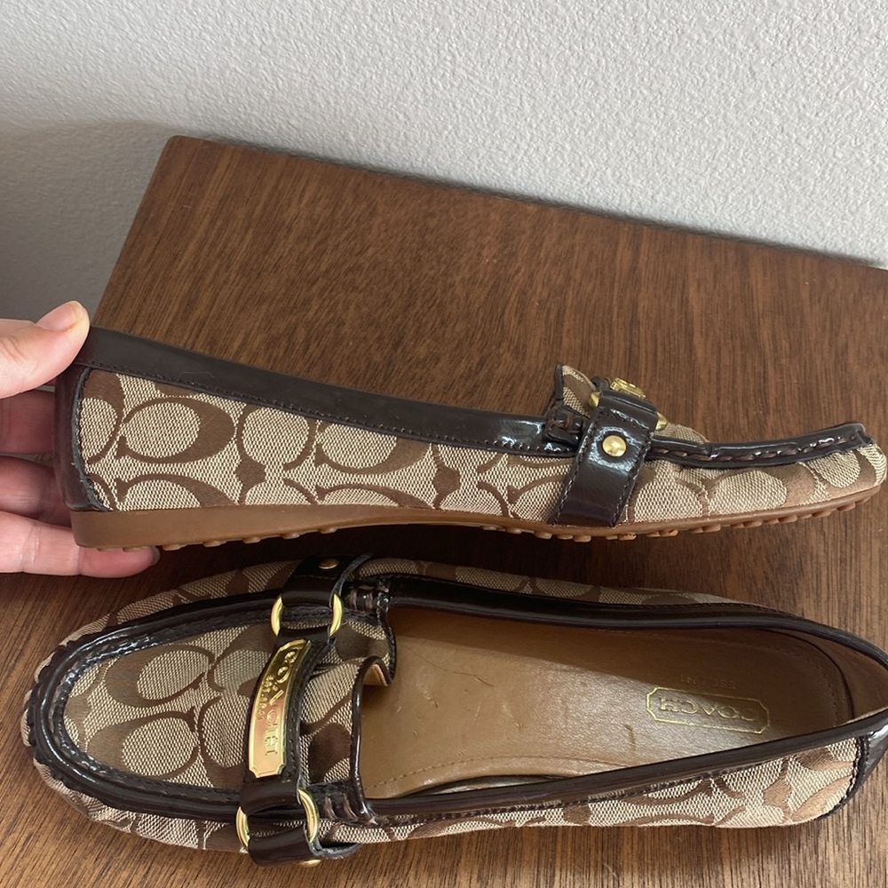 Coach Felisha Logo C Tan & Brown Loafer Flats Slip On Shoes, Women’s 9 B - Picture 13 of 15